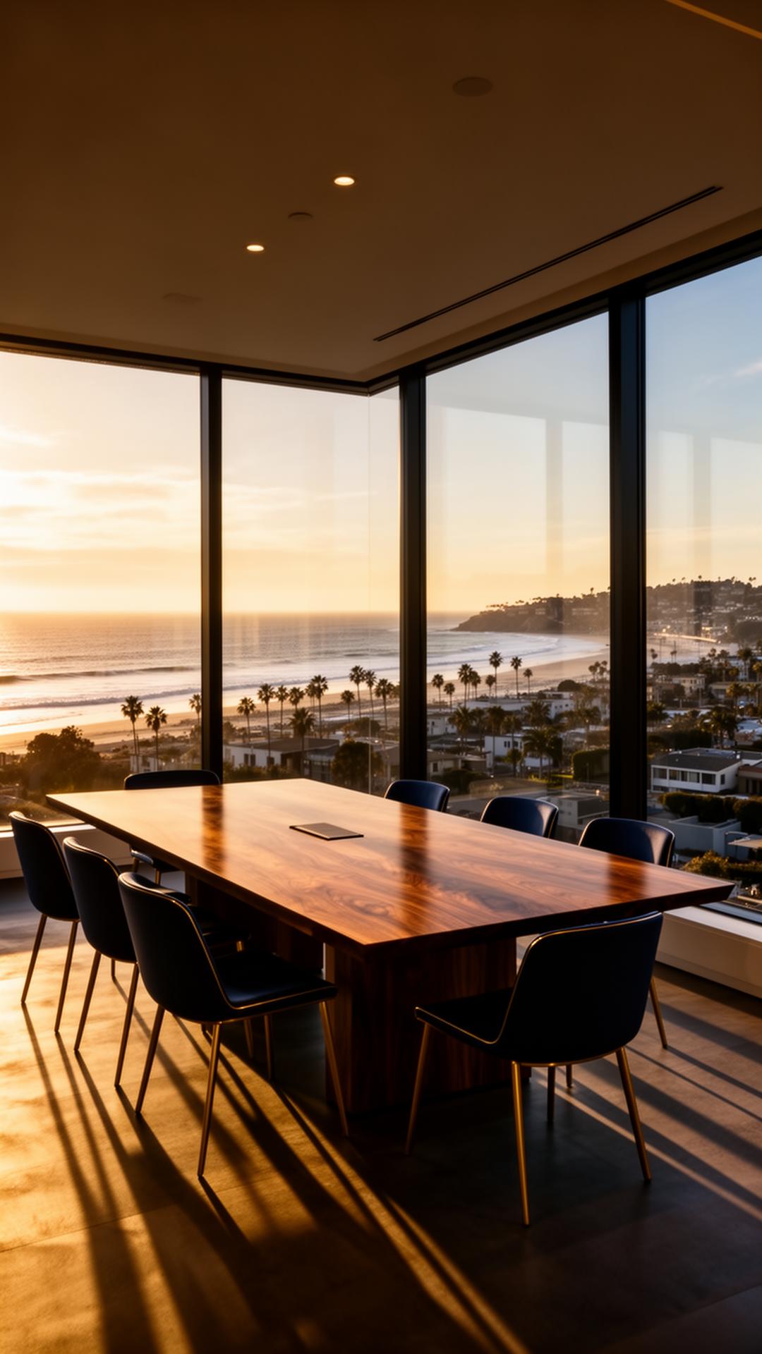 Newport Beach boardroom overlooking the California coastline